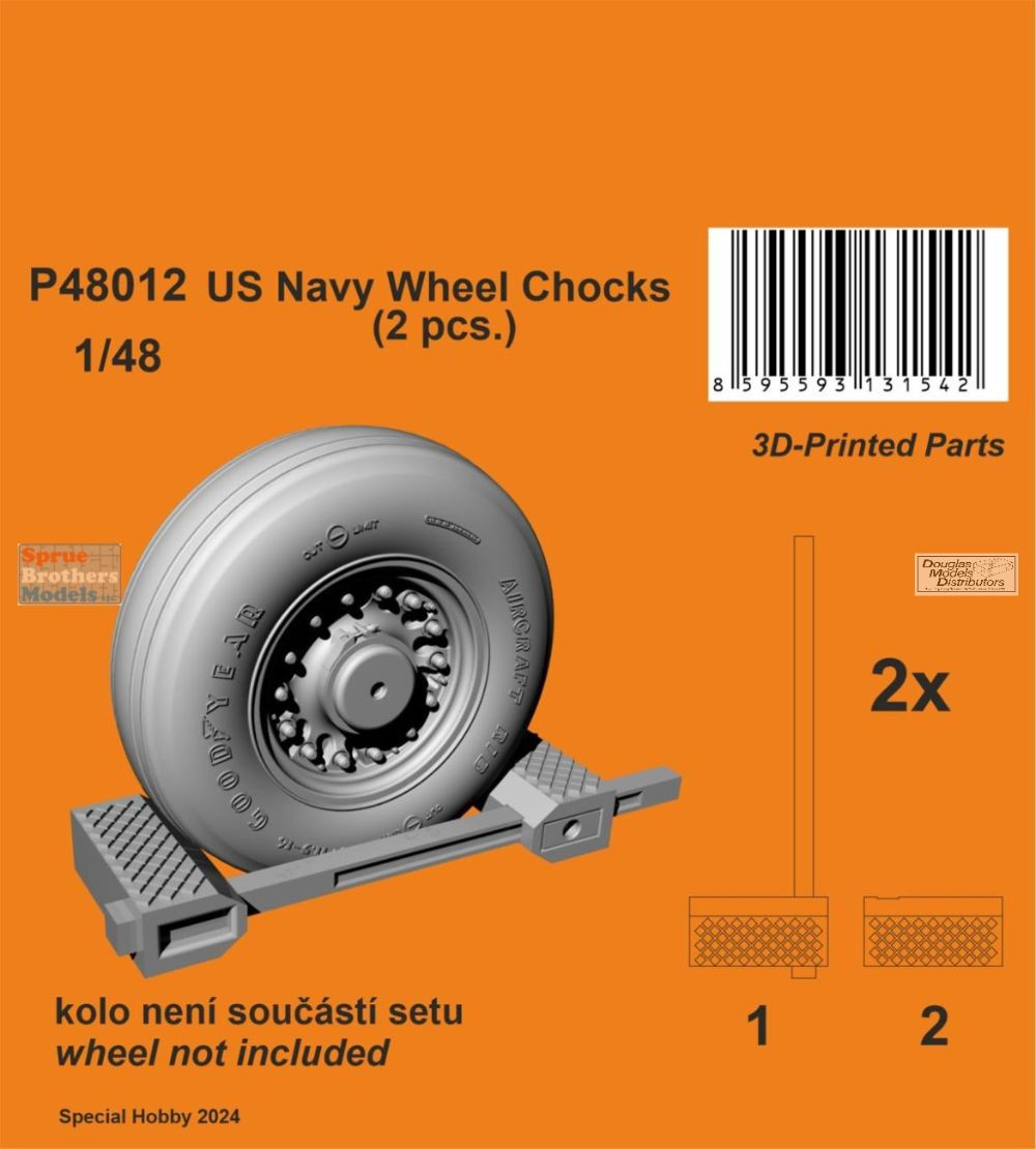 SPHP48012P 1:48 Special Hobby US Navy Wheel Chock Set - Sprue