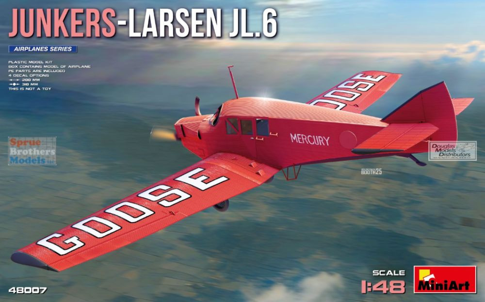 MIA48007 1:48 Miniart Junkers-Larsen JL.6 - Sprue Brothers Models LLC