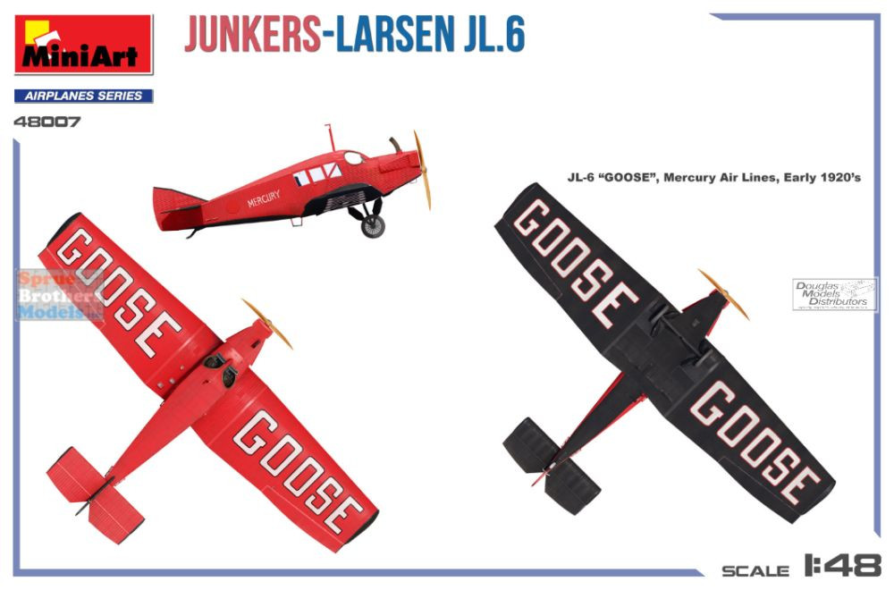 MIA48007 1:48 Miniart Junkers-Larsen JL.6 - Sprue Brothers Models LLC
