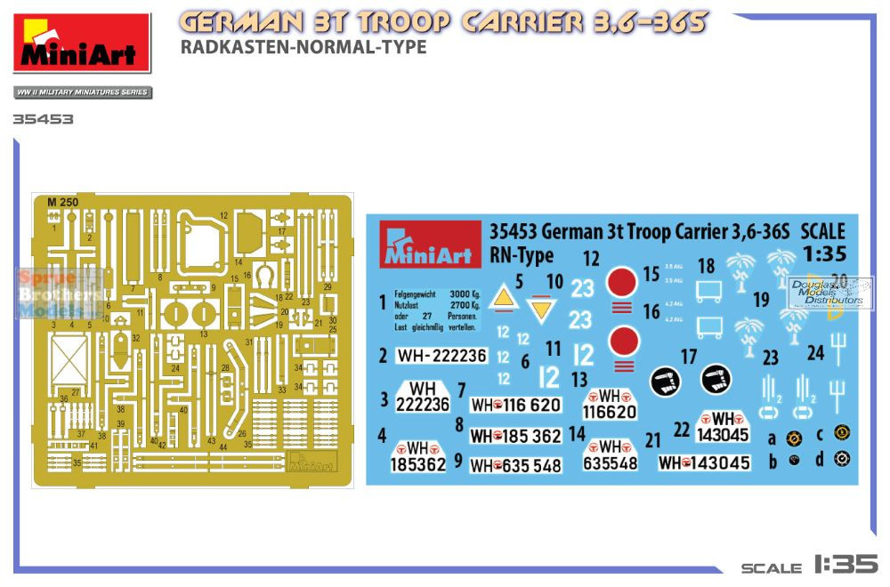 MIA35453 1:35 Miniart German 3T Troop Carrier 3.6-36S Radkasten