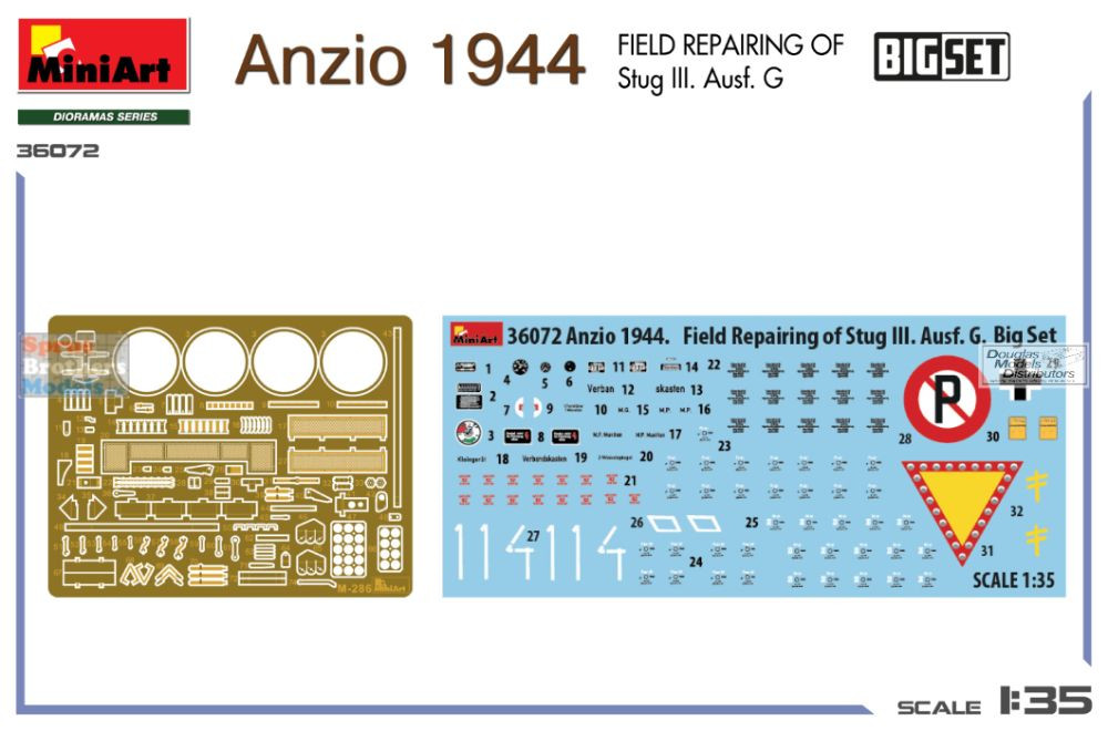 MIA36072 1:35 Miniart BigSet Anzio 1944 - Field Repairing of STuG