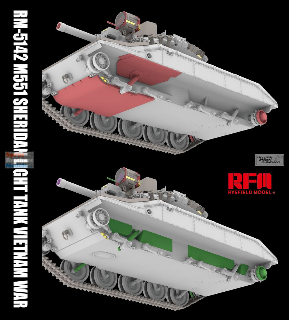 RFMRM5142 1:35 Rye Field Model M551 Sheridan Vietnam War - Sprue