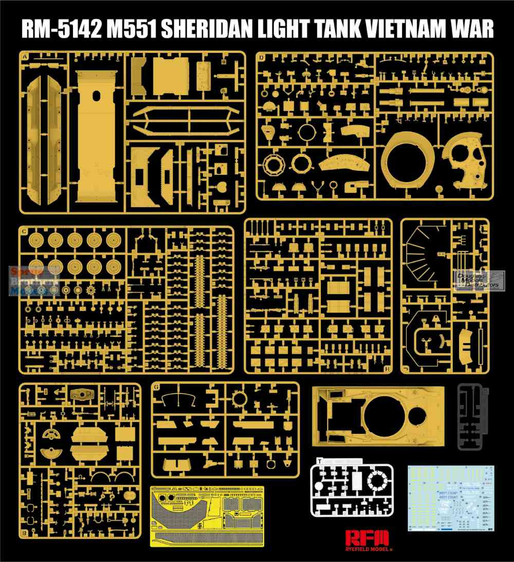 RFMRM5142 1:35 Rye Field Model M551 Sheridan Vietnam War - Sprue
