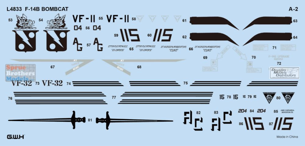 LNRL4833 1:48 Great Wall Hobby F-14B Tomcat 'Bombcat' - Sprue