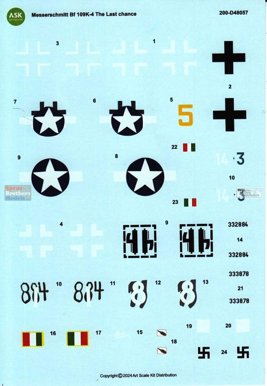 ASKD48057 1:48 ASK/Art Scale Decals - Bf109K-4 Part 1: The Last