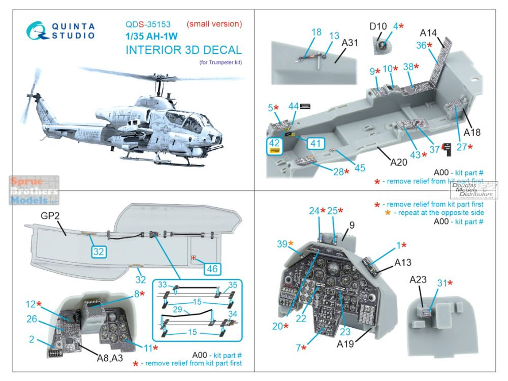 QTSQDS35153 1:35 Quinta Studio 3D Decal - AH-1W Whiskey Cobra (TRP