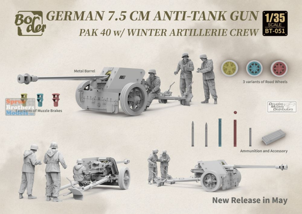 BDMBT051 1:35 Border Model German 75mm Anti-Tank Gun PaK 40 with