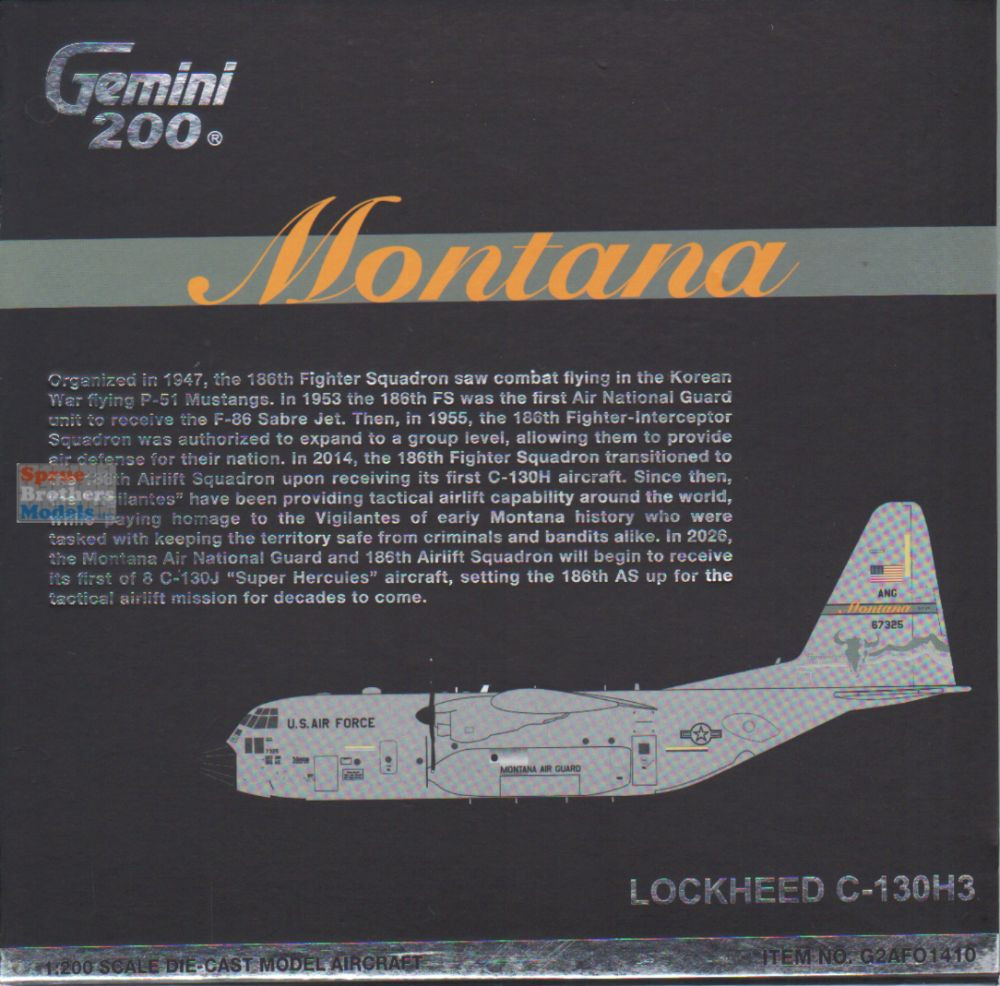 GEMG21410 1:200 Gemini Jets Lockheed C-130H Hercules #96-7325