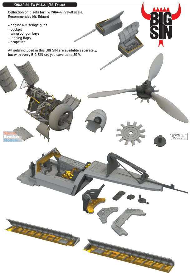 EDUSIN648140 1:48 Eduard BIG SIN Fw190A-6 Detail Set (EDU kit
