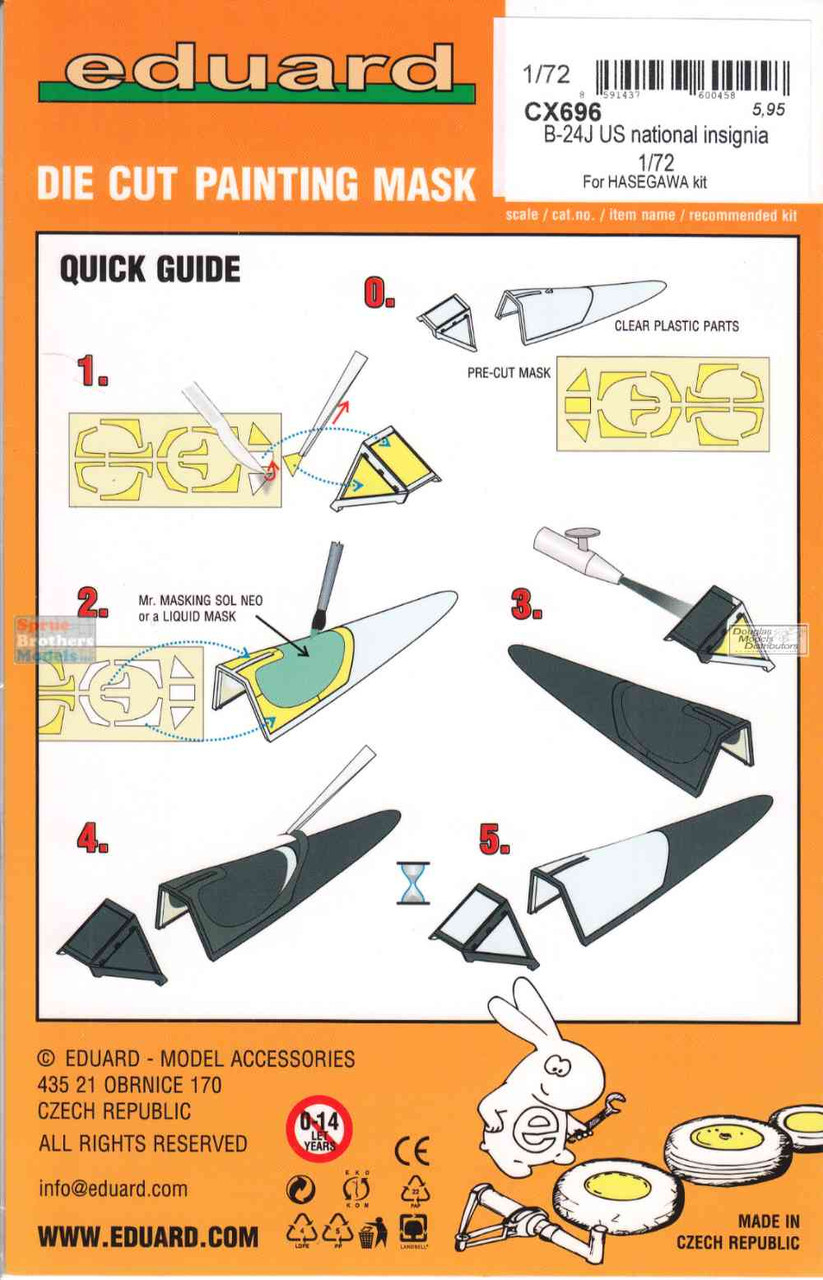 EDUCX696 1:72 Eduard Mask - B-24J Liberator US National Insignia