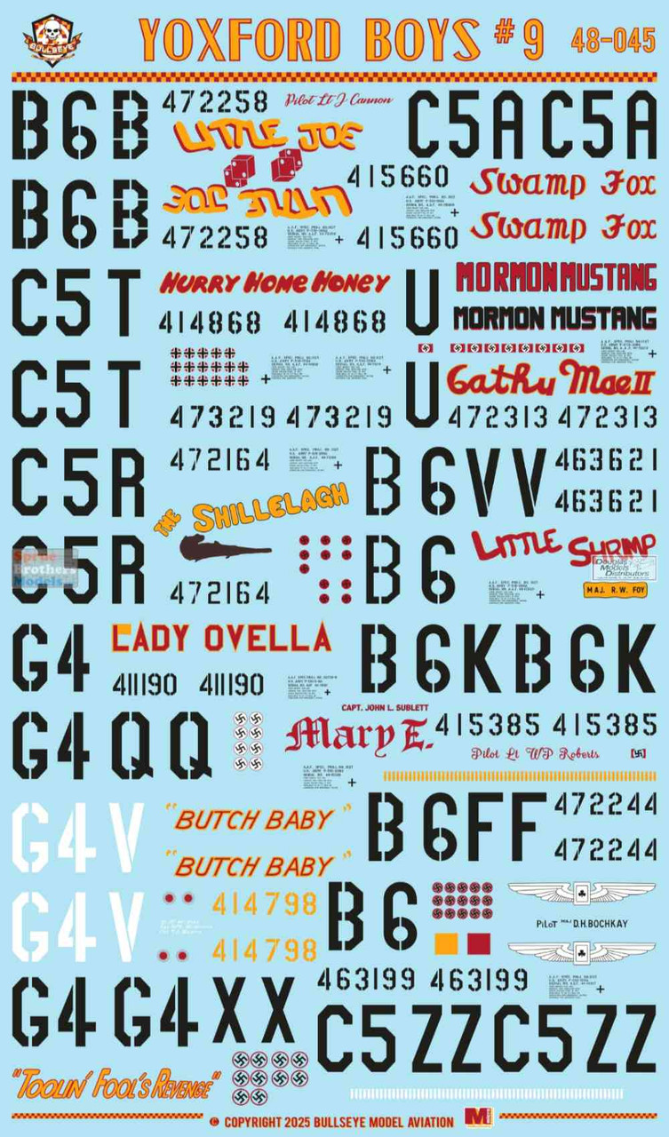 BMA48045 1:48 Bullseye Model Aviation Decals - P-51D Mustang