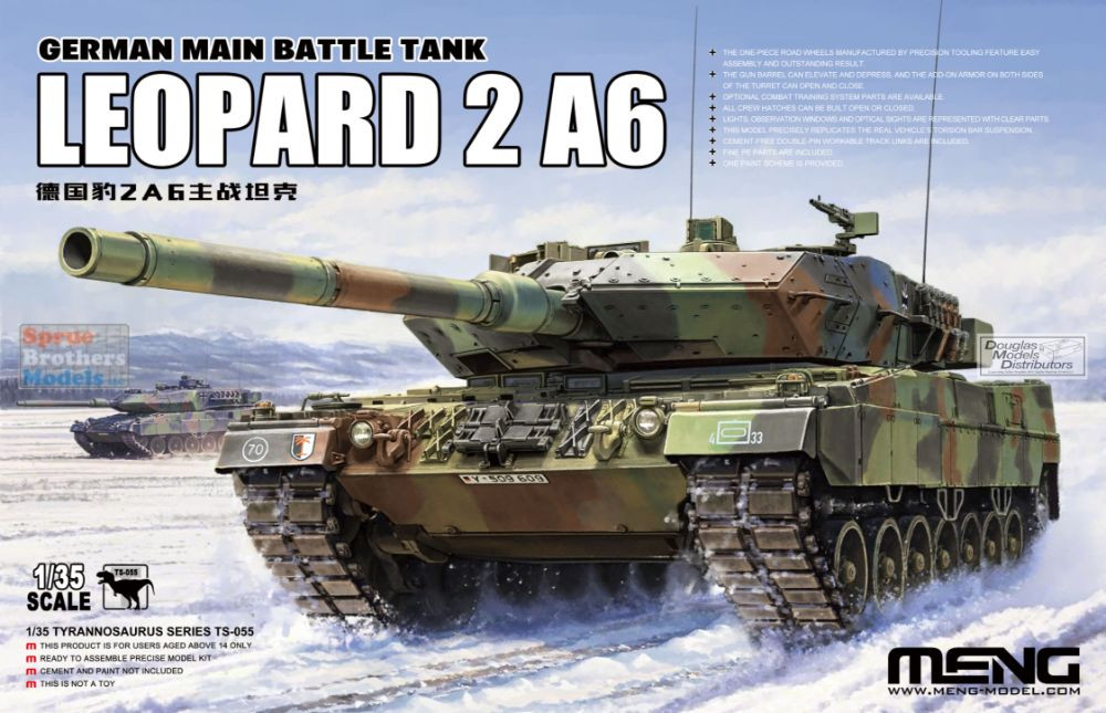 【未組立品】Leopard 2A6 Main Battle Tank 1/35 MNGTS055 1:35 Meng Leopard 2A6 - Sprue Brothers Models LLC