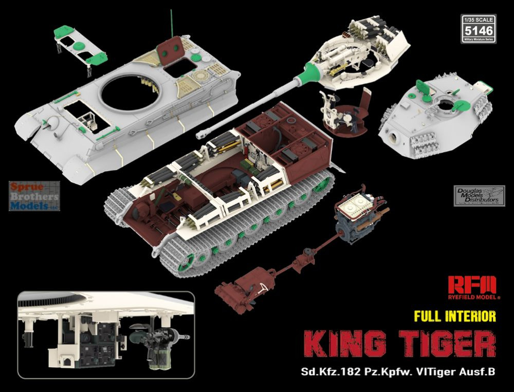 RYE FIELD MODEL - Model Char Pz.kpfw.vi Ausf.b King Tiger Henschel Turret Sd .kfz. 182 Upgrade Versie |rye Field Model|5126| 1:35 Maquette Promo Char