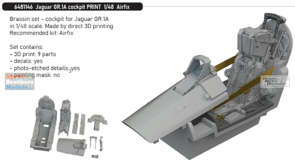 EDU6481146 1:48 Eduard Brassin - Jaguar GR.1A Cockpit Set (AFX kit