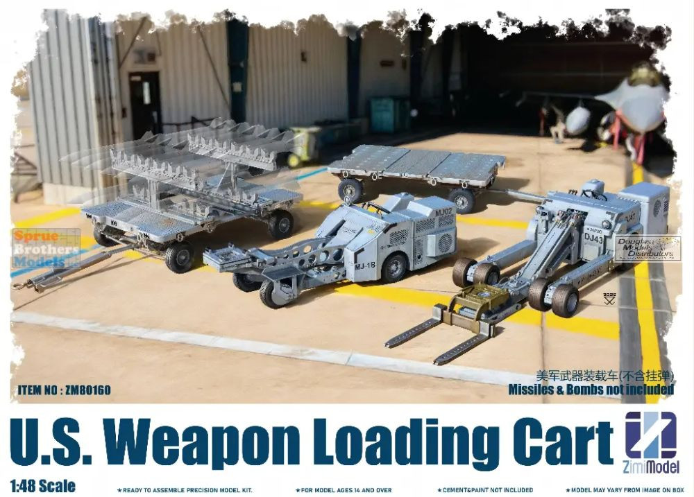 ZIM80160 1:48 Zimi Model US Weapons Loading Cart Set (MJ-1B MHU