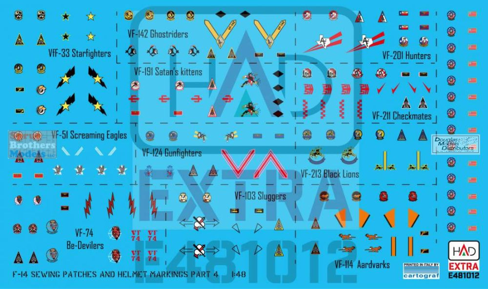HADE481012 1:48 HAD Models Decals - F-14 Tomcat Helmet & Dress