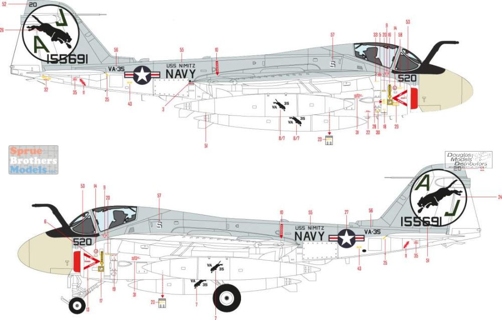 HADE481005 1:48 HAD Models Decals - A-6E KA-6D Intruder VA-35