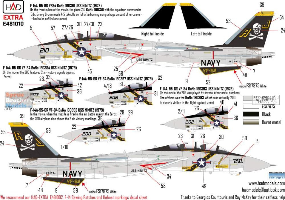 HADE481010 1:48 HAD Models Decals - F-14A Tomcat VF-84 Jolly