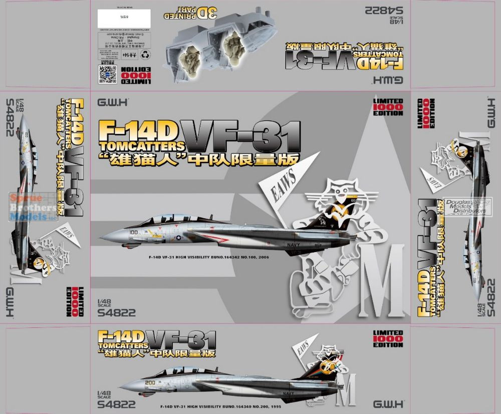 LNRS4822 1:48 Great Wall Hobby F-14D Tomcat 'VF-31 Tomcatters