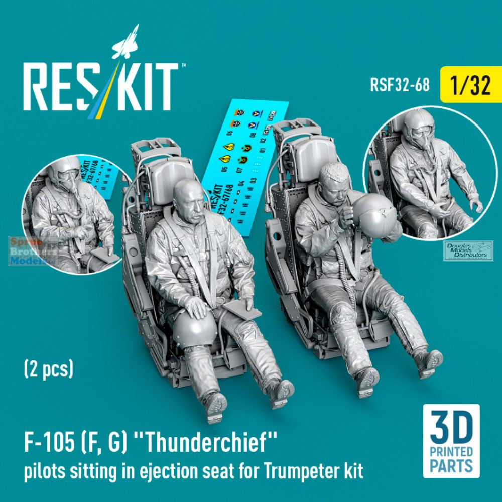 RESRSF320068F 1:32 ResKit F-105G F-105F Thunderchief Pilot Figures