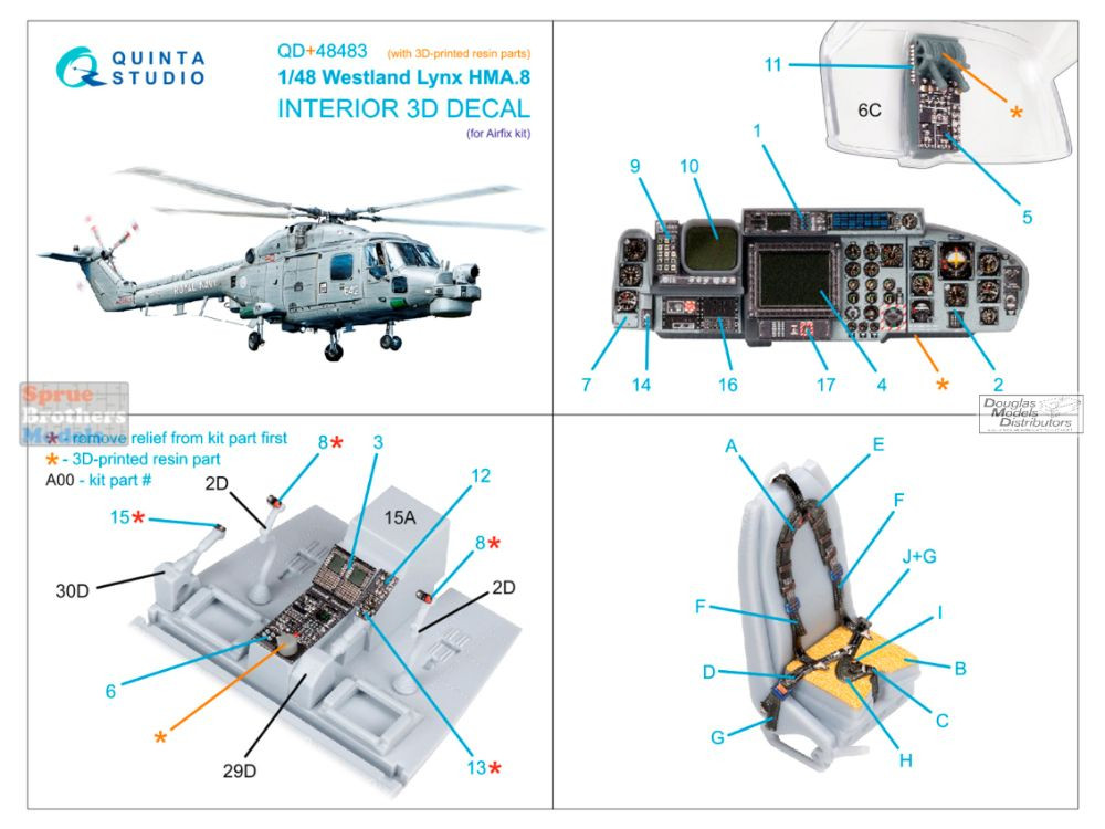 QTSQD48483R 1:48 Quinta Studio 3D Decal - Westland Lynx HMA.8 +