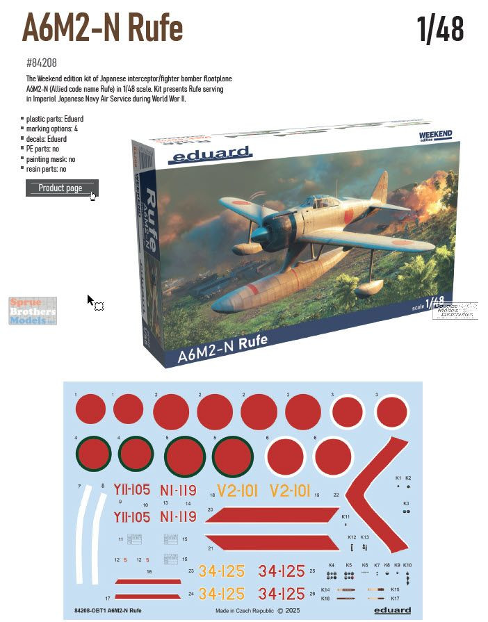 EDU84208 1:48 Eduard A6M2-N Rufe [Weekend Edition] - Sprue