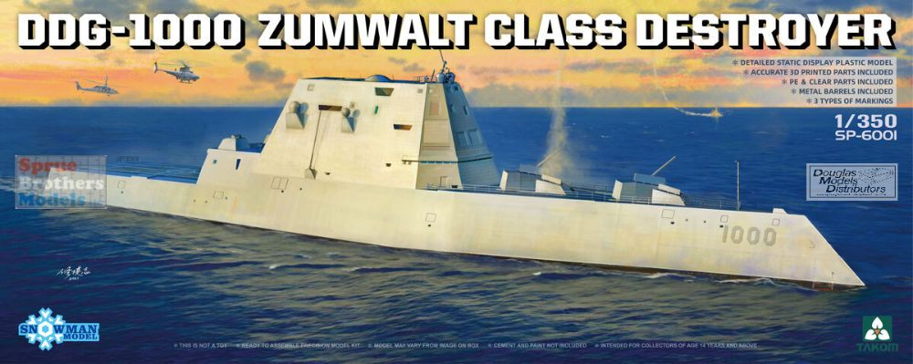 SNMSP6001 1:350 Snowman Model USS Zumwalt Class Destroyer DDG-1000