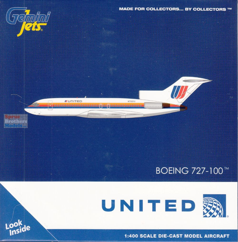 GEMGJ2349 1:400 Gemini Jets United Airlines B727-100 Reg #N7001U