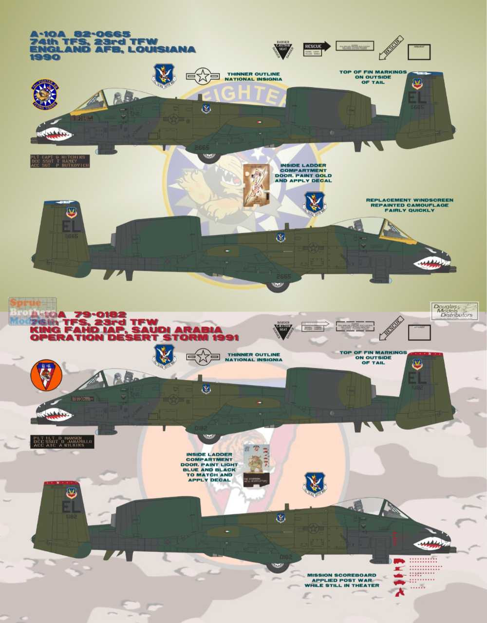 BMA48054 1:48 Bullseye Model Aviation Decals - A-10A Thunderbolt