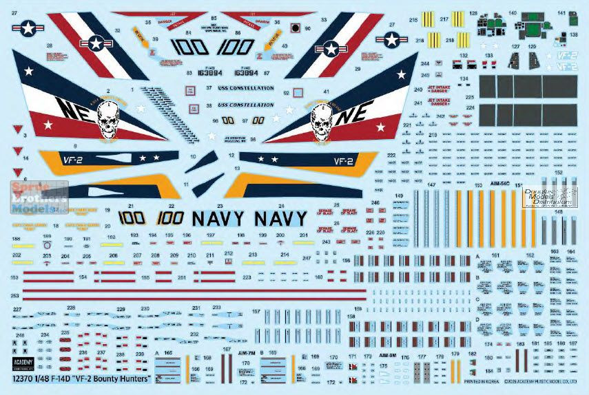 ACA12370 1:48 Academy F-14D Tomcat 'VF-2 Bounty Hunters' - Sprue
