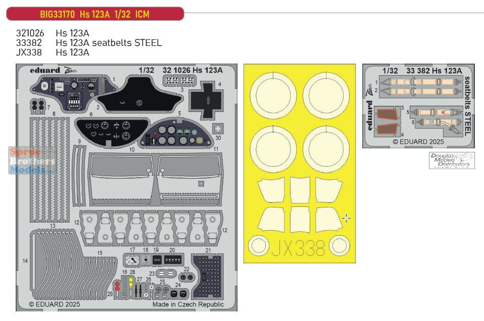 EDUBIG33170 1:32 Eduard BIG ED Hs123A Detail Set (ICM kit) - Sprue