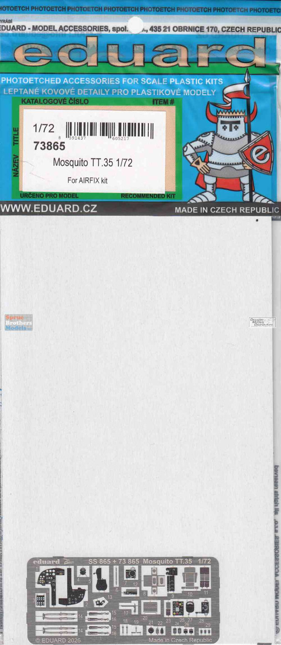 Eduard パーツセット EDU73865 1:72 Eduard Color PE - Mosquito TT.35 Detail Set (AFX kit