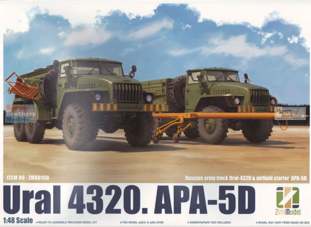 ZIM80159 1:48 Zimi Model Ural 4320 Truck & APA-5D Airfield Starter