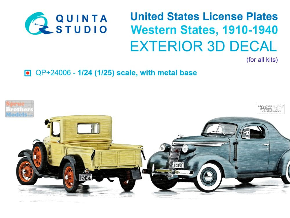 QTSQP24006R 1:24 Quinta Studio 3D Decal - US License Plates
