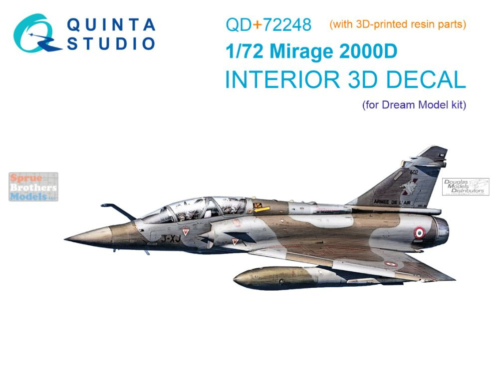 QTSQD72248R 1:72 Quinta Studio 3D Decal - Mirage 2000D + Resin