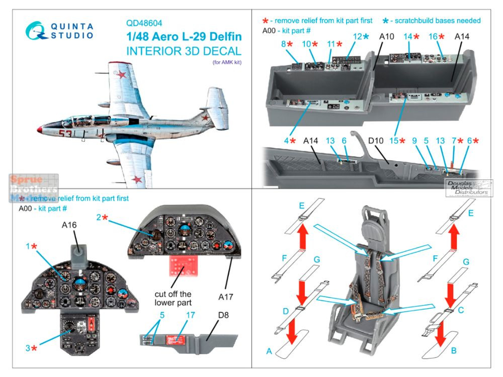QTSQD48604 1:48 Quinta Studio 3D Decal - L-29 Delfin (AMK kit