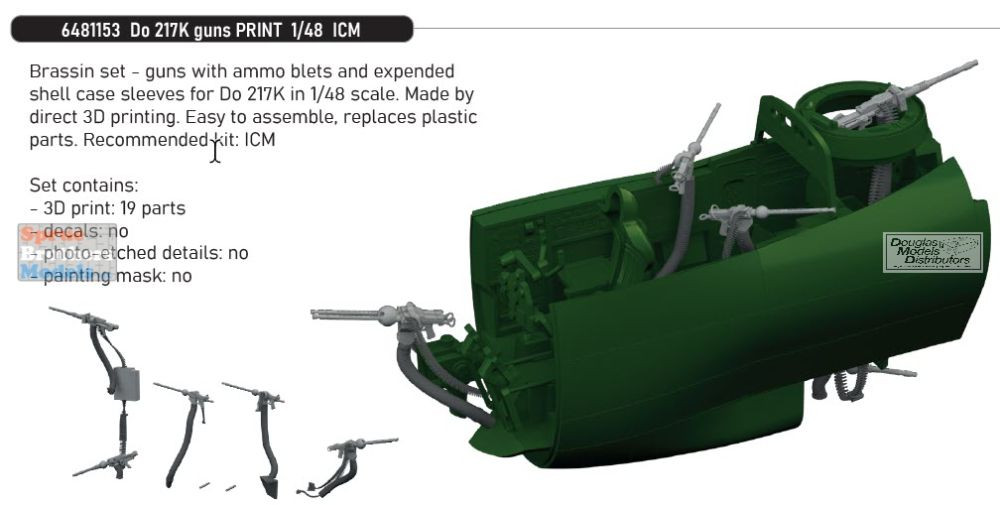 EDU6481153 1:48 Eduard Brassin - Do217K Guns (ICM kit) - Sprue