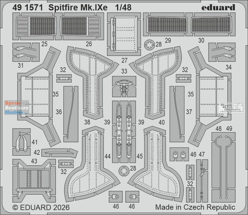 EDU491571 1:48 Eduard Color PE - Spitfire Mk.IXe Detail Set (AFX