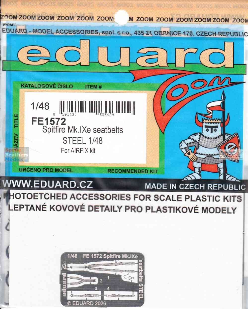 EDUFE1572 1:48 Eduard Color Zoom PE - Spitfire Mk.IXe Seatbelts