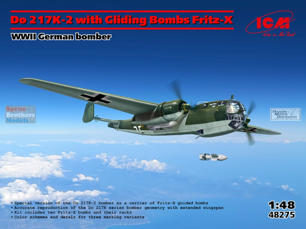 ICM48275 1:48 ICM Dornier Do217K-2 with Gliding Bombs Fritz-X