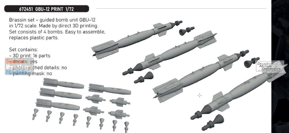 EDU672451 1:72 Eduard Brassin GBU-12 Paveway II 500lb Laser Guided