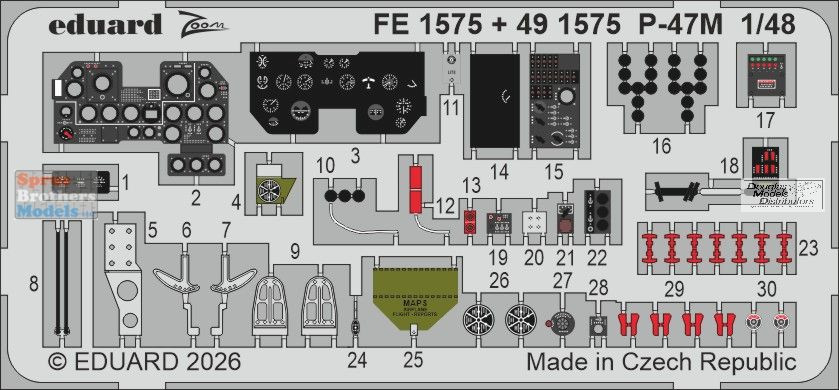 EDUFE1575 1:48 Eduard Color Zoom PE - P-47M Thunderbolt (MIA kit