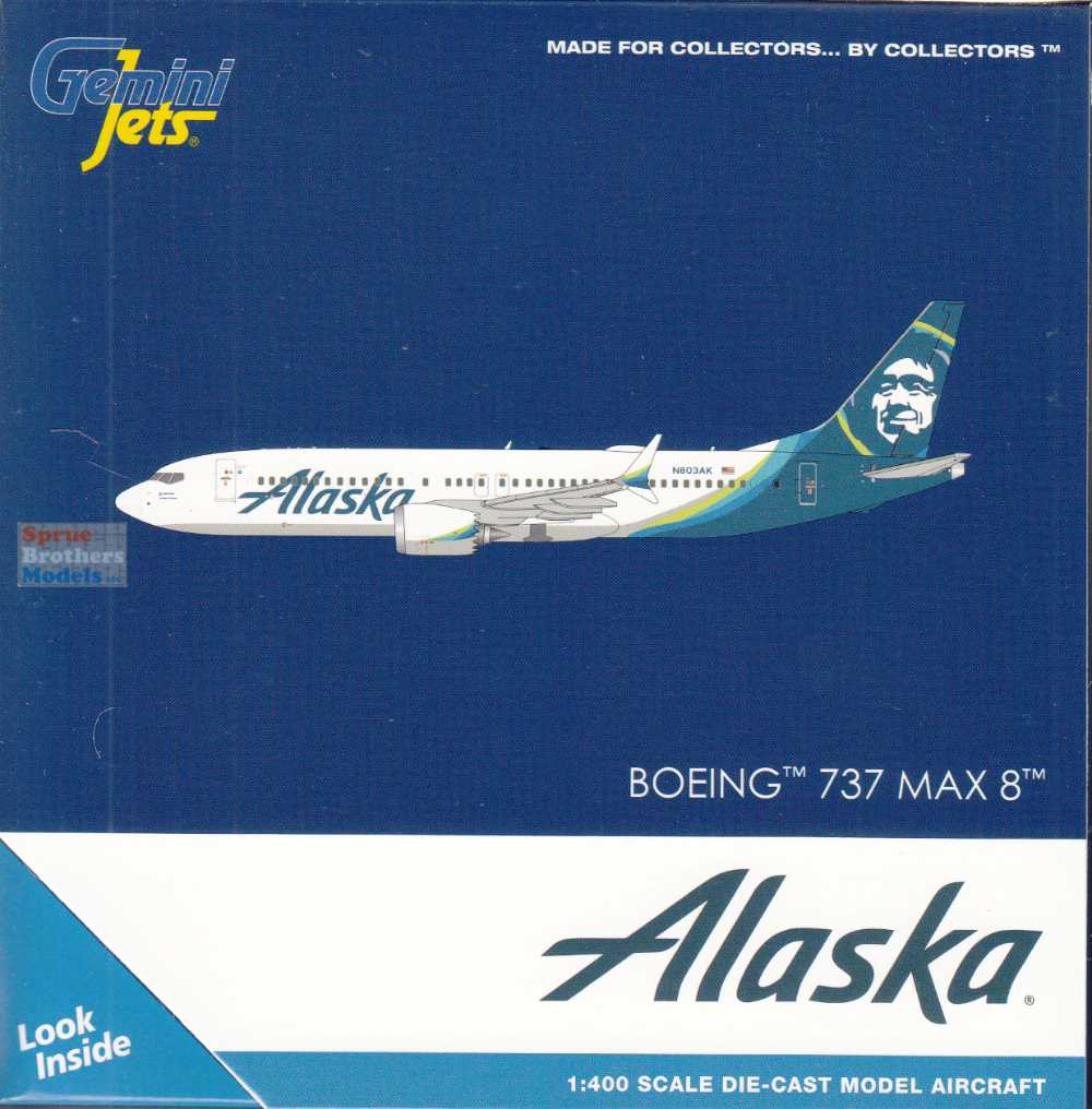 GEMGJ2392 1:400 Gemini Jets Alaska Airlines B737 Max 8 Reg #N803AK