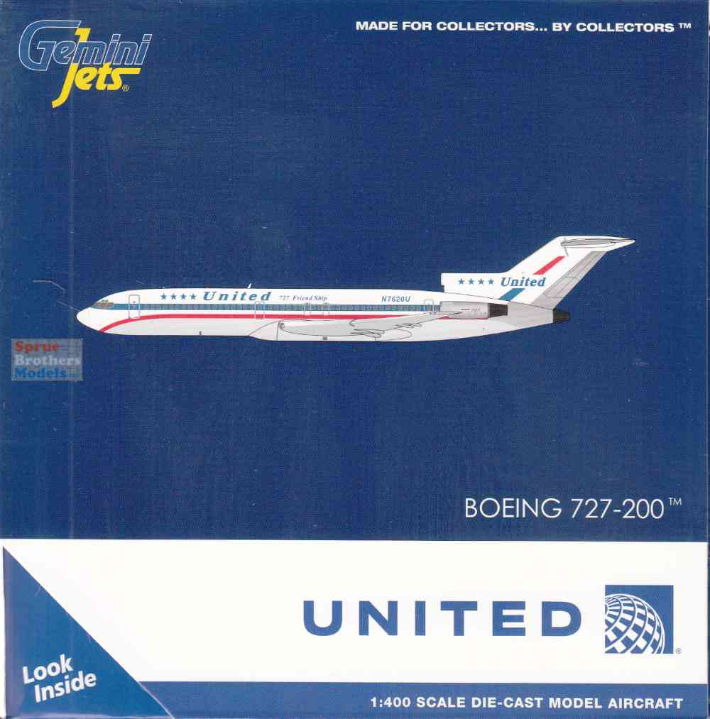 GEMGJ2352 1:400 Gemini Jets United Airlines B727-200 Reg #N7620U