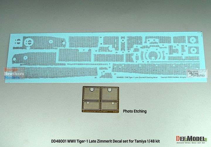 DEFDD48001 1:48 DEF Decal - Tiger I Late Zimmerit Coating Water
