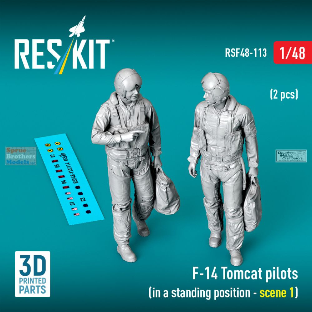 RESRSF480113F 1:48 ResKit F-14 Tomcat Pilot Figures Standing