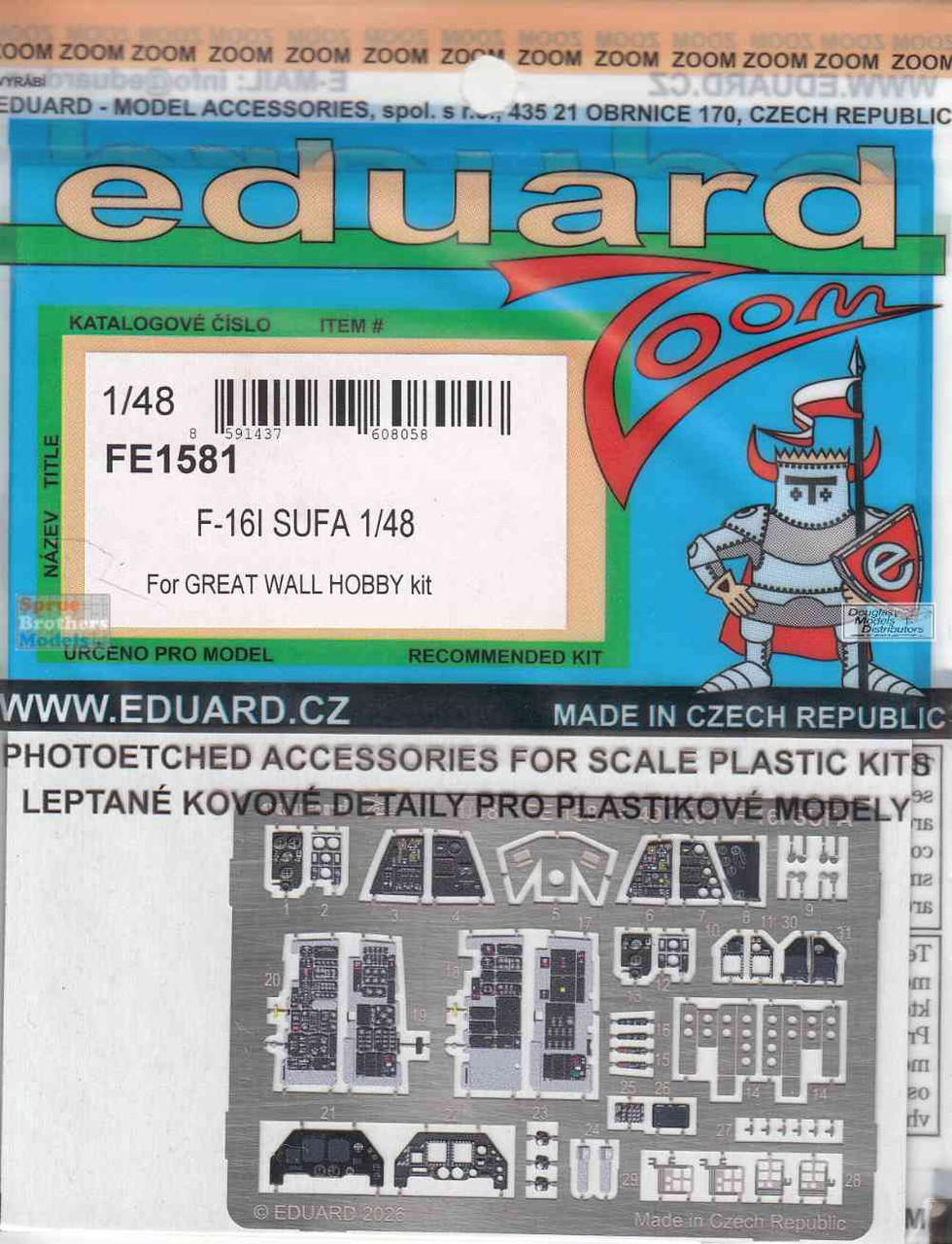 EDUFE1581 1:48 Eduard Color Zoom PE - F-16I Sufa (GWH kit) - Sprue