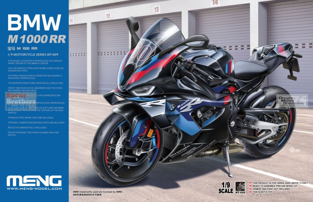 MNGMT009 1:9 Meng BMW M 1000 RR Motorcycle - Sprue Brothers Models LLC