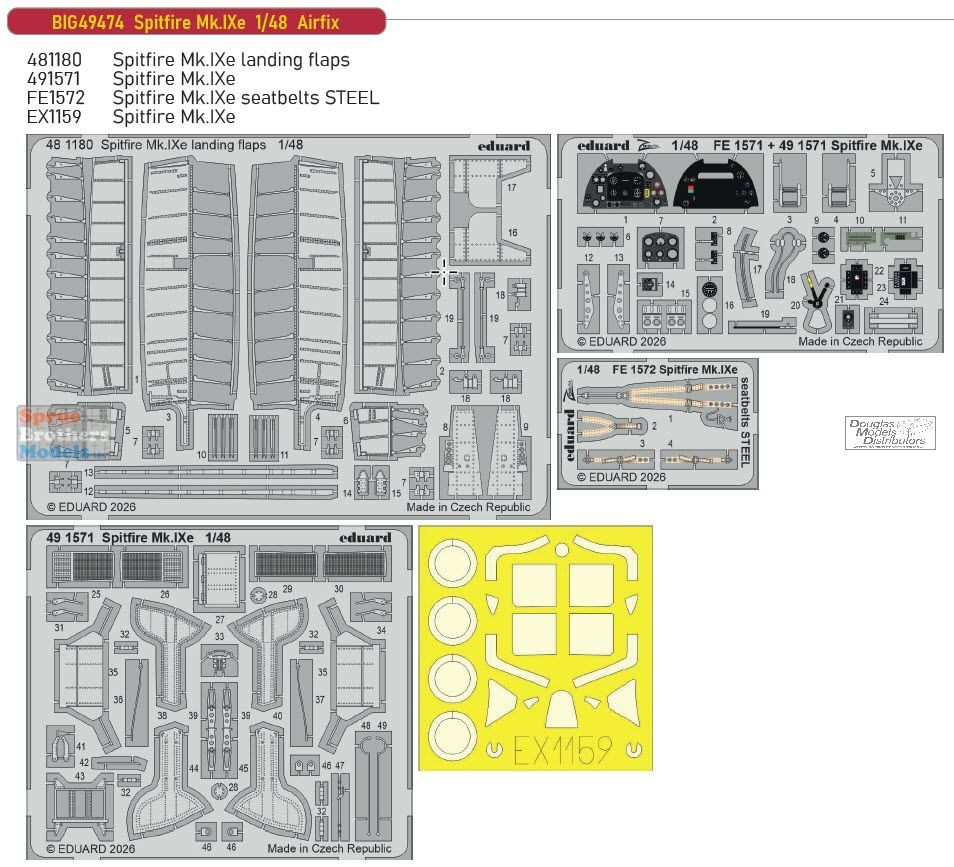 EDUBIG49474 1:48 Eduard BIG ED Spitfire Mk.IXe Detail Set (AFX kit