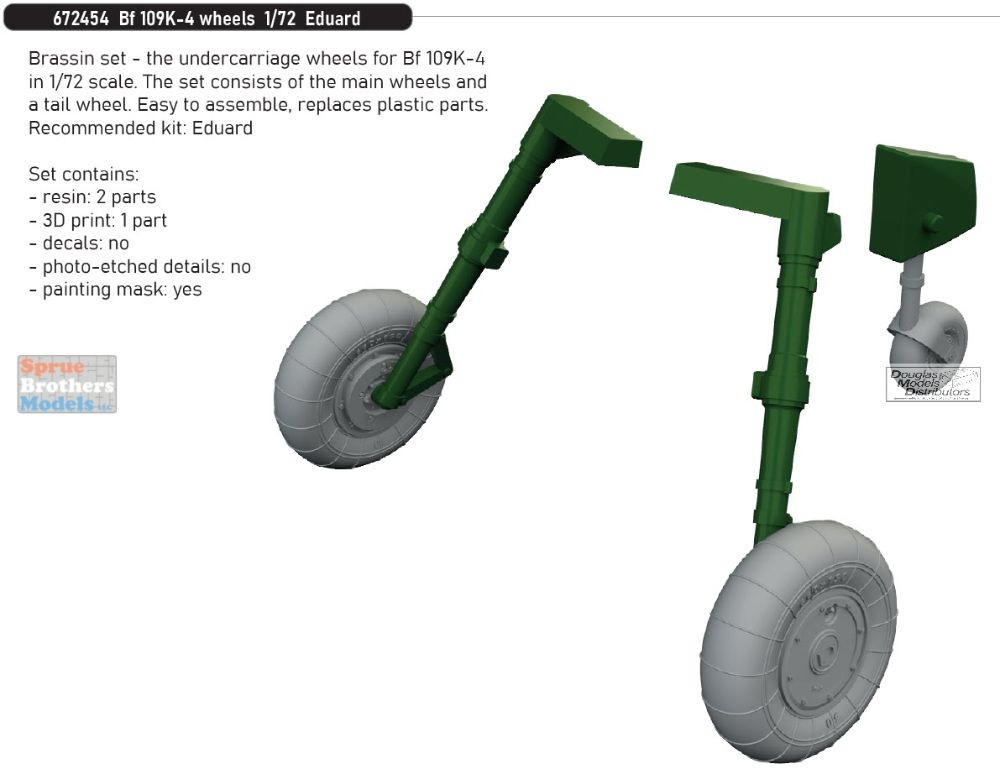 EDU672454 1:72 Eduard Brassin Bf109K-4 Wheels (EDU kit) - Sprue